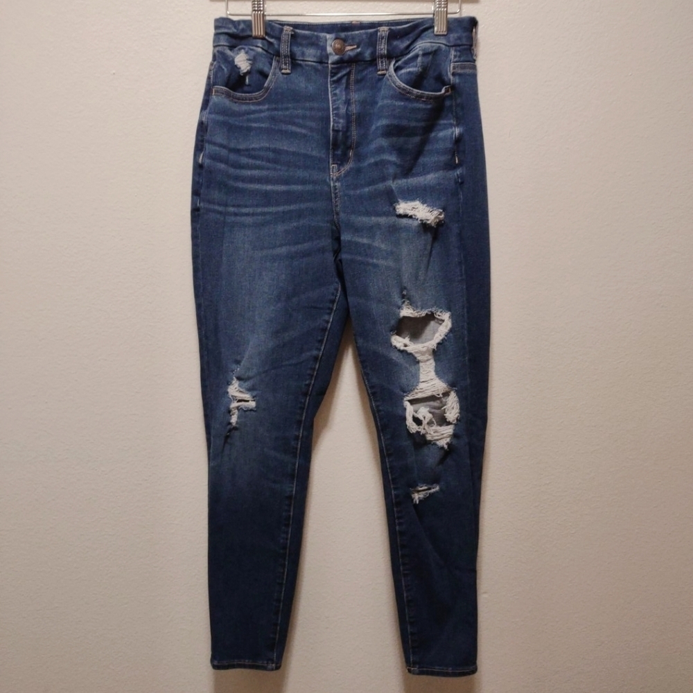 American Eagle Distressed Curvy Hi-Rise Jegging Denim Jeans 6 Short